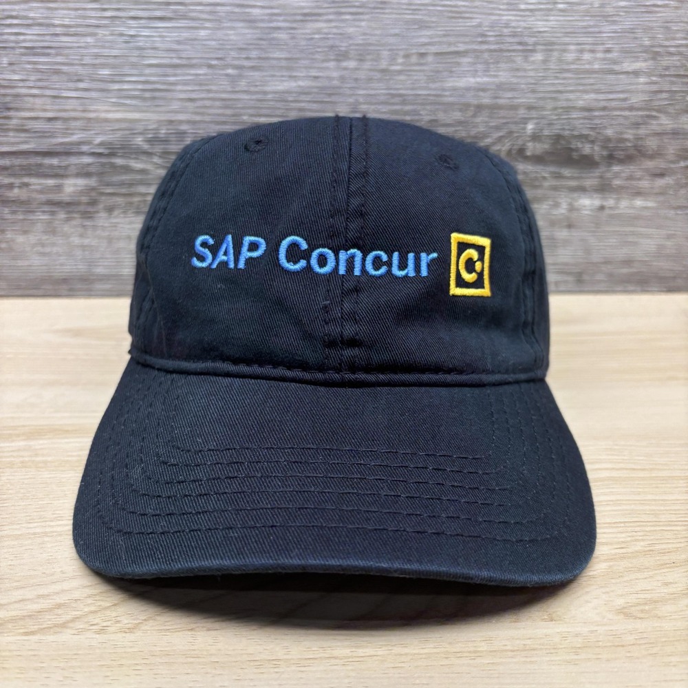 SAP Concur Hat Cap Strap Back Mens One Size Black Twill Baseball Logo